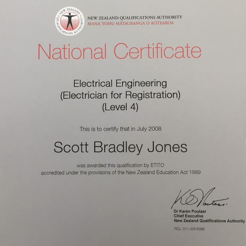 National Certificate Of Electrical Engineering Jones Electrical Services In Marlborough NZ